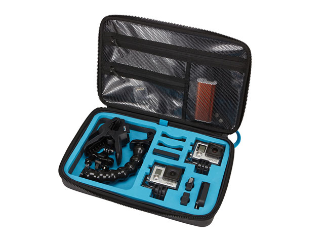 高级EVA运动相机防震收纳盒胶牙拉链开闭内含可拆卸EVA内衬多拉链网袋