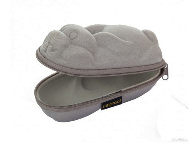 SUNPROOF EVA swim goggle travel hard case with soft touching fabric silver rabbit shaped