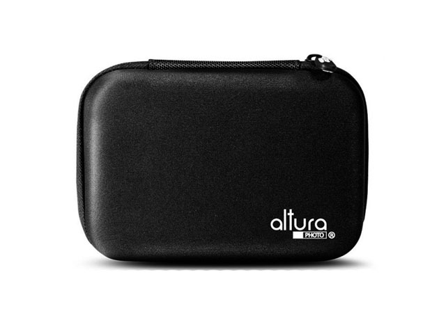 Small Altura Photo EVA electronics travel case with poly and leather fabric purple trimmer and mesh pocket inside