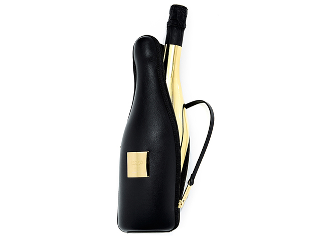 Insulated champagne bottle carrier Mold EVA with Genuine Leather pattern PU