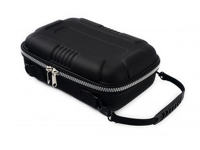 Hard shell rc radio fm jr transmitter case with breakable shoulder strap pad and elastic band inside