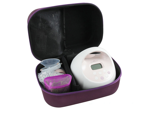 Hard Shell Breast Pump bag cases Purple pink 1000 denier nylon plastic handle on case lid
