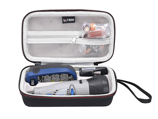 Cordless Rotary Tool Kit carrying case shockproof EVA with zippered mesh pocket custom designed for Dremel 7700