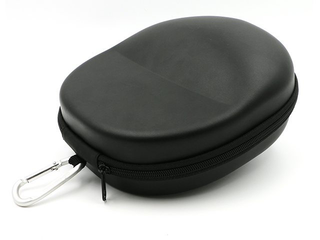 Custom bluetooth headphones case for EDIFIER black plain leather with carabiner carrying