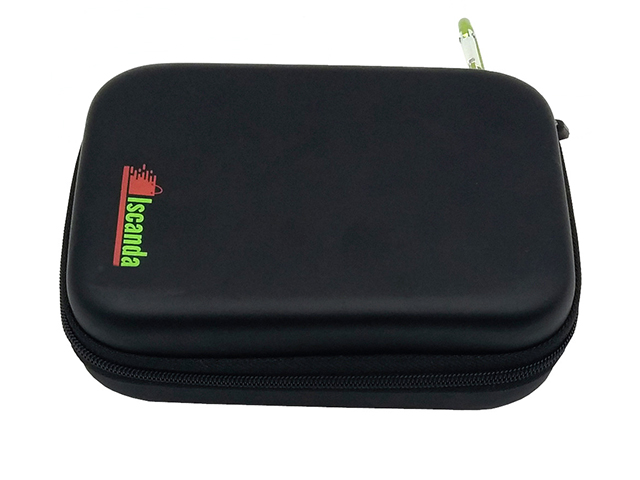 Rectangle Black EVA Leather protective Case for Iscanda with printed logo and carabiner carrying