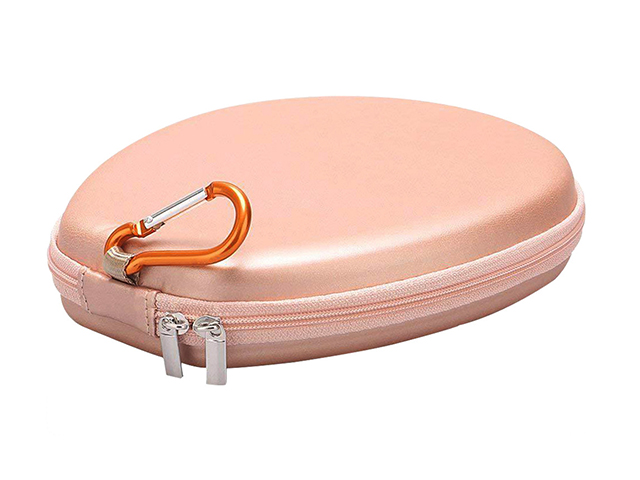 粉红色PU EVA压模包 椭圆形EVA耳机收纳硬壳包