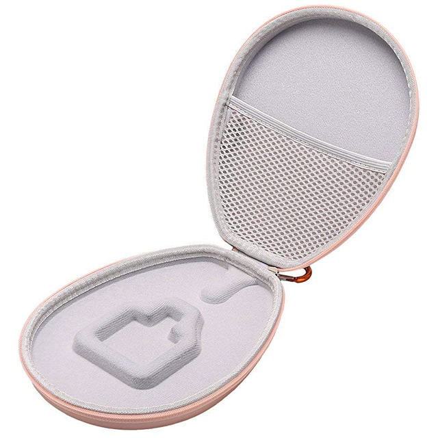 粉红色PU EVA压模包 椭圆形EVA耳机收纳硬壳包