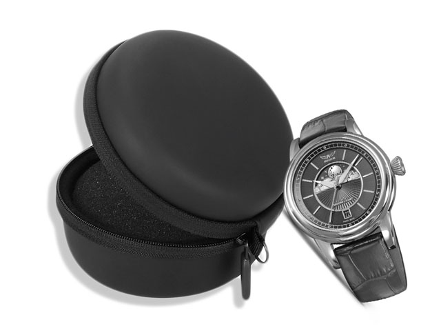 Round shaped EVA watch case for Customer service with velvet pillow